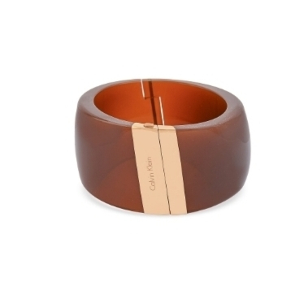 Calvin Klein Brown & Ion Plated RG SST Vision Bangle Bracelet 6.25 In
